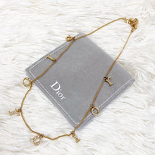 Load image into Gallery viewer, Christian Dior Alphabet Logo Rhinestone Chain Necklace Pendant Gold Plated 40cm
