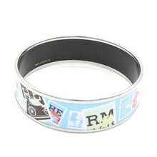 Load image into Gallery viewer, Hermes Paris Email Cloisonne Enamel Bangle Bracelet Stamp Light Blue Silver Box
