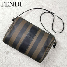 Load image into Gallery viewer, Fendi Shoulder Bag PVC Leather Pecan FF Logo Black Brown Crossbody Pochette
