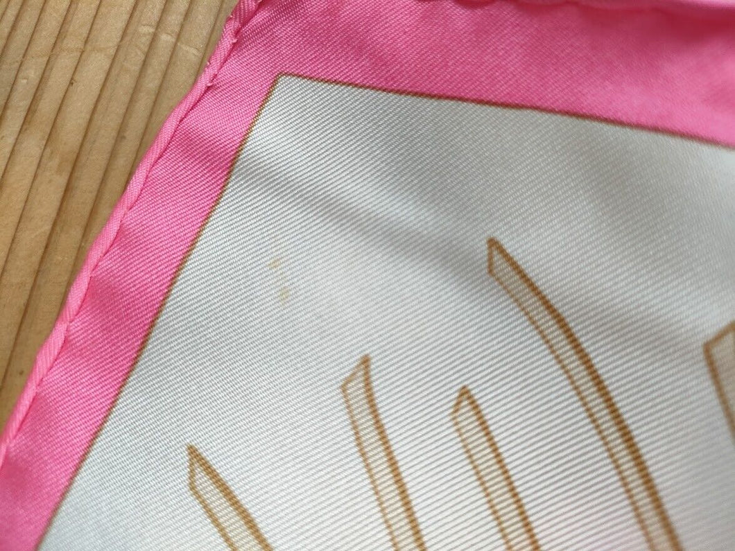 HERMES Les Pivoines Design Print Scarf Carre 90 Silk 100 Pink Retired