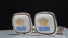 Load image into Gallery viewer, Georg Jensen &amp; Copenhagen Cufflinks Square Crown Pottery Silver 925 Denmark

