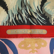 Load image into Gallery viewer, HERMES Double Face Scarf Carre 90 TIGER ROYAL Silk 100% Stole Rose Blue Border
