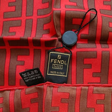 Load image into Gallery viewer, Fendi Auth. Zucca Logo Pattern Scarf Stole 100% Silk Red Brown 86cm Accessory

