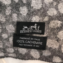 Load image into Gallery viewer, Hermes Paris Fringe Detail leopard Throw Blanket Gray Cashmere Size 85&quot; x 59&quot;
