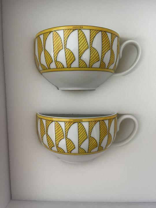 Hermes Set of 2 Tea Cups with Saucers Soleil d'Hermes - NEW