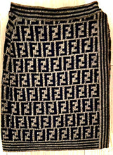 Load image into Gallery viewer, Fendi Vintage Zucca Pattern Wool 100% Knit Suit Fur Collar Wrap Skirt Size 38
