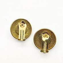 Load image into Gallery viewer, Christian Dior Circle CD Logo Pearl Earrings Clip On Gold Plated GP Accessory
