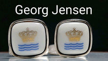 Load image into Gallery viewer, Georg Jensen &amp; Copenhagen Cufflinks Square Crown Pottery Silver 925 Denmark
