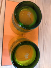 Load image into Gallery viewer, HERMES Paris Rock Green Glass Cup Pair Set of 2 Tumbler Tableware w/Box
