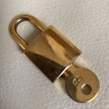 Load image into Gallery viewer, Christian Dior Logo Cadena Padlock &amp; Key Gold Plated Brass Pendant Top Charm
