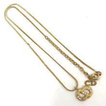 Load image into Gallery viewer, Christian Dior CD Rhinestone Chain Necklace Pendant Gold Plated Vintage 44cm
