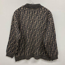 Load image into Gallery viewer, Fendi Auth. Zucca Logo Pattern High Neck Sweater Wool Knit Size S Brown Black
