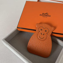 Load image into Gallery viewer, Hermes Paris Pikabook Orange Leather Monkey Bookmark Accessory W5xH7cm w/Box
