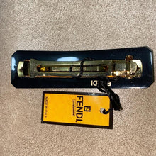 Load image into Gallery viewer, Fendi Zucca Logo Barrette Hair Clip Hair Clasp Black Hair Accessory Pin w/Box
