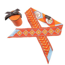 Load image into Gallery viewer, HERMES Paris Twilly COLLIERS ET CHIENS Scarf Silk 100% Orange Multicolor w/Box
