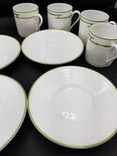 Load image into Gallery viewer, Hermes Paris Rhythm Rythme Demitasse Cup &amp; Saucer Set of 4 Porcelain White Green
