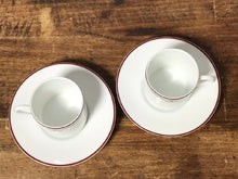 Load image into Gallery viewer, Hermes Paris Rhythm Rythme Demitasse Cup &amp; Saucer Set of 2 Porcelain Red w/Box

