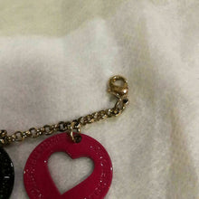 Load image into Gallery viewer, Fendi Authentic Black Metal Charm Logo Chain Bracelet Pink Heart Motif Accessory

