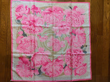 Load image into Gallery viewer, HERMES Les Pivoines Design Print Scarf Carre 90 Silk 100 Pink Retired
