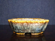 Load image into Gallery viewer, Japanese Bonsai Pot By Tokoname Koyo Brown Glazed Fan Shape W14.2x11.2xH3.8cm
