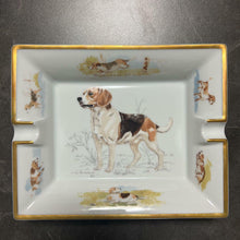 Load image into Gallery viewer, Hermes Paris Porcelain Cigar Ashtray Beagle Dog White Brown L15xW19cm Interior
