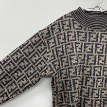 Load image into Gallery viewer, Fendi Auth. Zucca Logo Pattern High Neck Sweater Wool Knit Size S Brown Black
