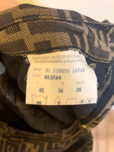 Load image into Gallery viewer, Fendi Ladies Long Pants Zucca FF Logo Denim Brown Black Italy Made 28 Inch
