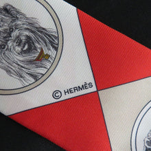 Load image into Gallery viewer, HERMES Paris Twilly COLLIERS ET CHIENS Dog Scarf Silk 100% Red White Accessory
