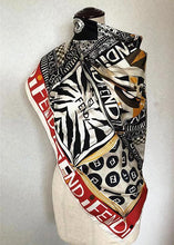 Load image into Gallery viewer, Fendi Zucca Logo Pattern Scarf Stole 100% Silk White Black Red Italy Made 89cm
