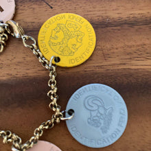 Load image into Gallery viewer, FENDI Coin Motifs Chain Bangle FF Logo Heart Star Gold Blue BRACELET Italy w/Box
