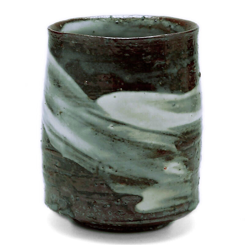 Japanese Pottery By Tsujimura Kai Iga Yaki Brushstrokes Yunomi Teacup D6.5xH9cm