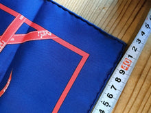 Load image into Gallery viewer, Hermes Paris Carre 40 Silk 100% Scarf Handkerchief Bolduc Ribbon Navy Red
