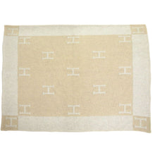 Load image into Gallery viewer, HERMES Paris Plaid Avalon Blanket Throw Wool Cashmere Blend Beige 134.5 x 166cm
