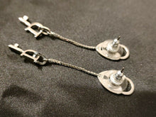 Load image into Gallery viewer, Christian Dior Heart Cadena Logo Key Dangle Pierce Earrings Silver Accessory
