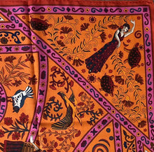 Load image into Gallery viewer, HERMES Carre 140 Cashmere Silk Stole Shawl Peuple Du Vent Orange Multicolor
