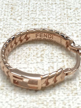Load image into Gallery viewer, Fendi Auth. FF Logo Hoop Earrings Pierce Brassy Color Lever Back Accessory w/Box
