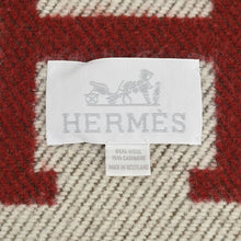Load image into Gallery viewer, HERMES Paris Avalon Blanket Throw H Pattern Bordeaux Wool &amp; Cashmere 134×164cm
