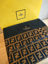 Load image into Gallery viewer, Fendi Auth. Zucca Geometric Pattern Blanket Throw Brown Black Cotton 100% w/Box
