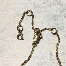 Load image into Gallery viewer, Christian Dior Logo Motif Rhinestone Chain Necklace Pendant Gold Plated GP 41cm
