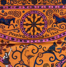 Load image into Gallery viewer, HERMES Carre 140 Cashmere Silk Stole Shawl Peuple Du Vent Orange Multicolor
