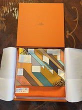 Load image into Gallery viewer, HERMES Paris Carre 90 ON A SUMMER DAY 100% Silk Scarf Stole Orange Border w/Box
