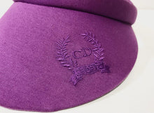 Load image into Gallery viewer, Christian Dior Emblem Embroidered Sun Visor Cap Purple Cotton Ladies Vintage
