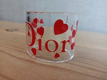 Load image into Gallery viewer, Christian Dior Vintage Logo Heart Clear Plastic Red Bangle Bracelet Accessory
