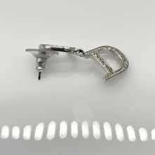 Load image into Gallery viewer, Christian Dior CD Logo Rhinestone Motif Silver Tone Drop Dangle Pierced Earrings
