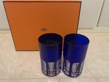 Load image into Gallery viewer, Hermes Paris Authentic Pair Glasses Crystal Blue Rock Glassware Tableware w/Box
