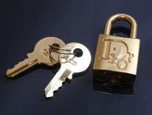 Load image into Gallery viewer, Christian Dior Logo Cadena Padlock &amp; Keys Gold GP Bag Charm Vintage Accessory
