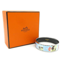 Load image into Gallery viewer, Hermes Paris Email Cloisonne Enamel Bangle Bracelet Stamp Light Blue Silver Box
