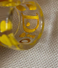 Load image into Gallery viewer, CHRISTIAN DIOR Authentic Logo Heart Clear Yellow Acrylic Finger Ring Accessory
