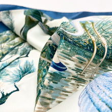 Load image into Gallery viewer, Hermes Paris Carre 90 Silk 100% Scarf Stole HALTE EN CAMARGUE Blue Gray w/Box

