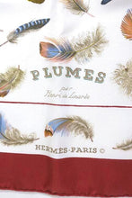 Load image into Gallery viewer, Hermes Paris Carre 90 Silk 100% Scarf Stole Feather Plumes Wine Red Accessory
